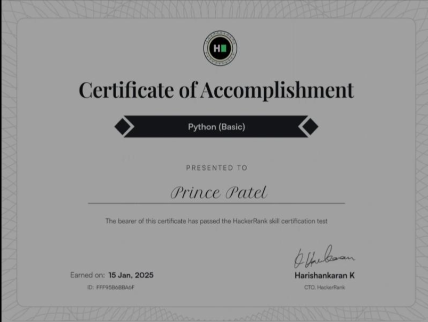 HackerRank Python Certificate