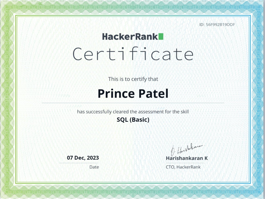 HackerRank SQL Certificate